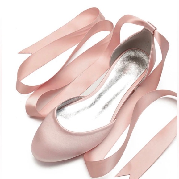 Shoes - Ballet Pink Ribbon Flats Size 38.5 NWT